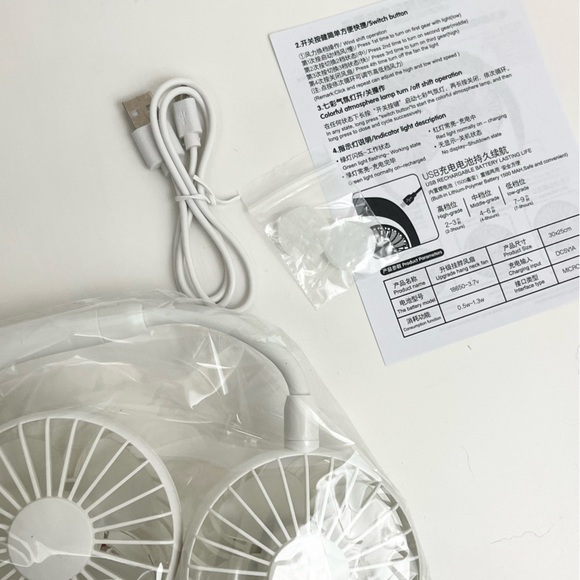 Portable Hands Free White Adjustable Cooling Neckband Fan With 3 Speeds - Picture 12 of 14